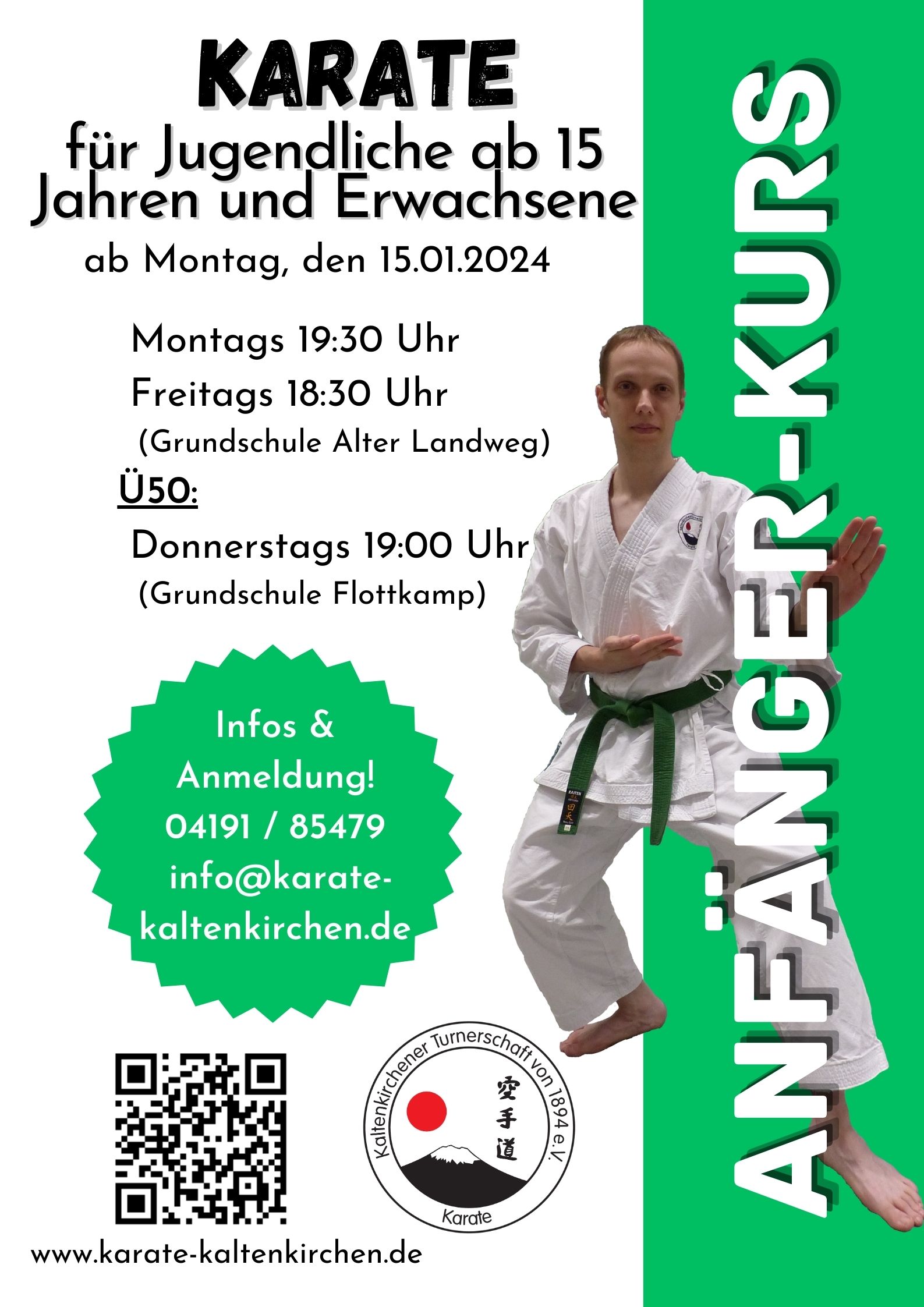 Anfaengerkurse Karate Jugendlichen und Erwachsene 15.01.2024