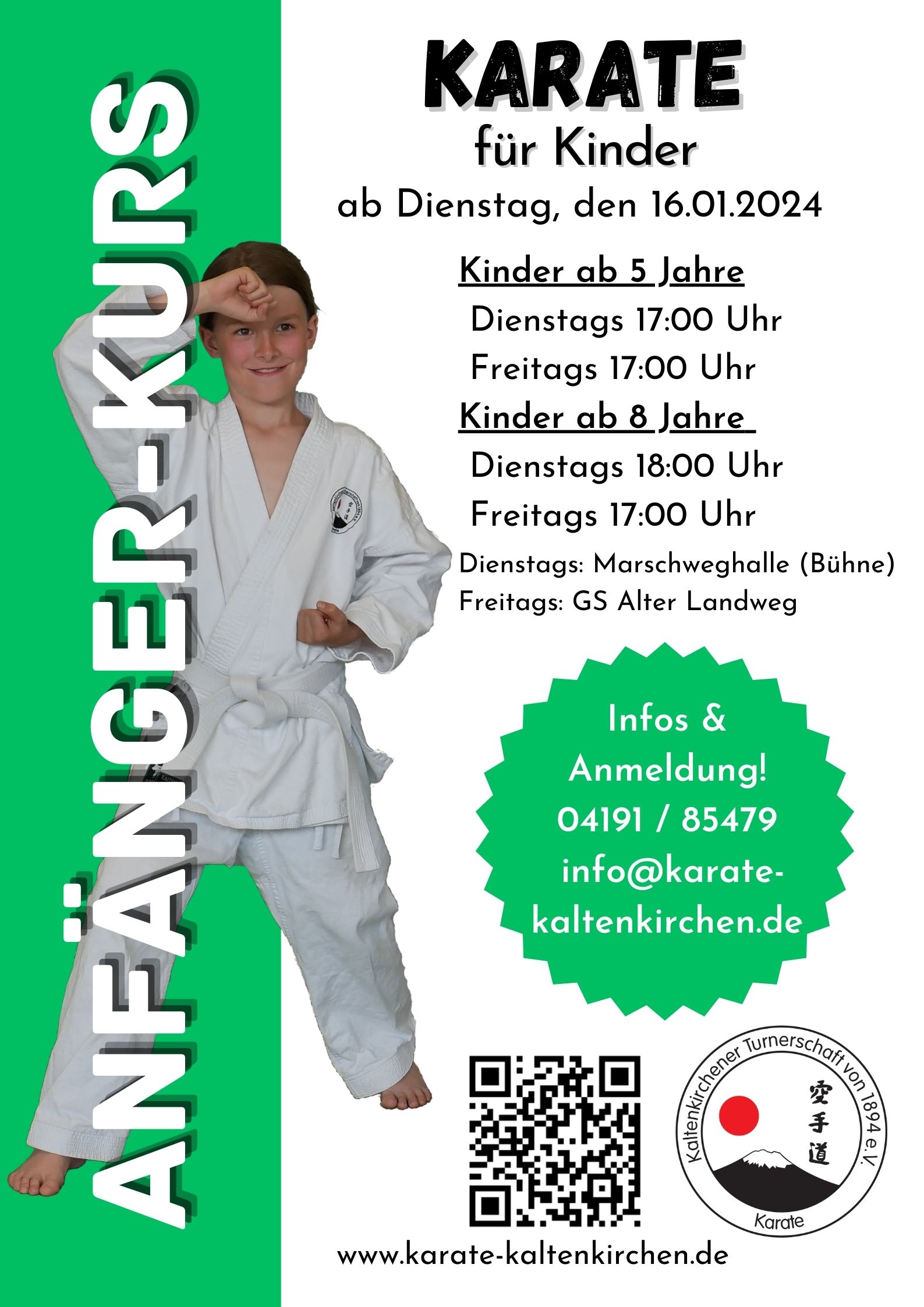 Anfaengerkurse Karate Kinder ab 15.01.2024