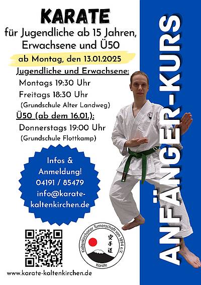 Anfaengerkurse Karate Jugendlichen, Erwachsene und Ü50 ab 13.01.2025