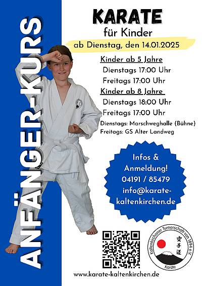 Anfaengerkurse Karate Kinder ab 14.01.2025