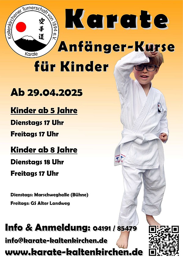 Anfängerkurse Karate Kinder ab 29.04.2025
